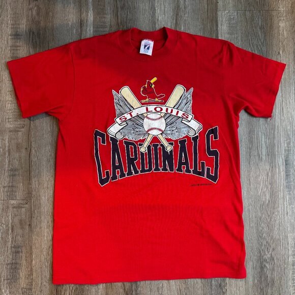 Vintage 80s St Louis Cardinals T-Shirt - Logo 7 size Large Single Stitch - Picture 1 of 4